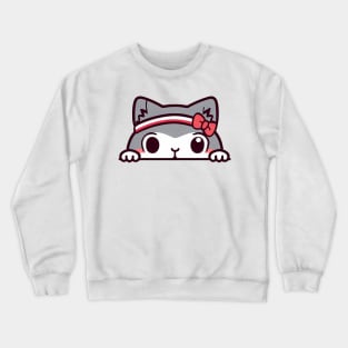Sneaky japanese cat so cute Crewneck Sweatshirt